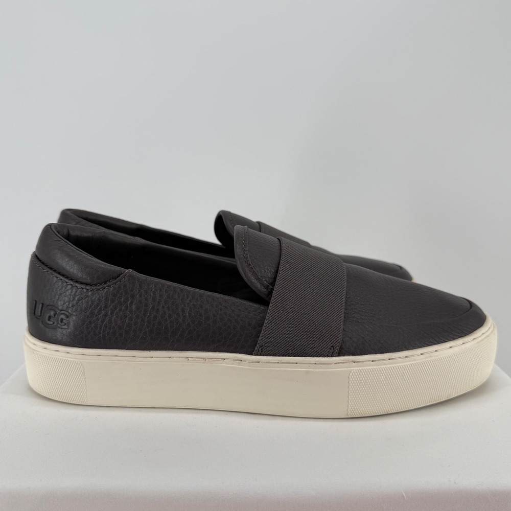 UGG Cahlane Dark Grey Leather Slip On Platform Sneakers 1112415 Womens 9